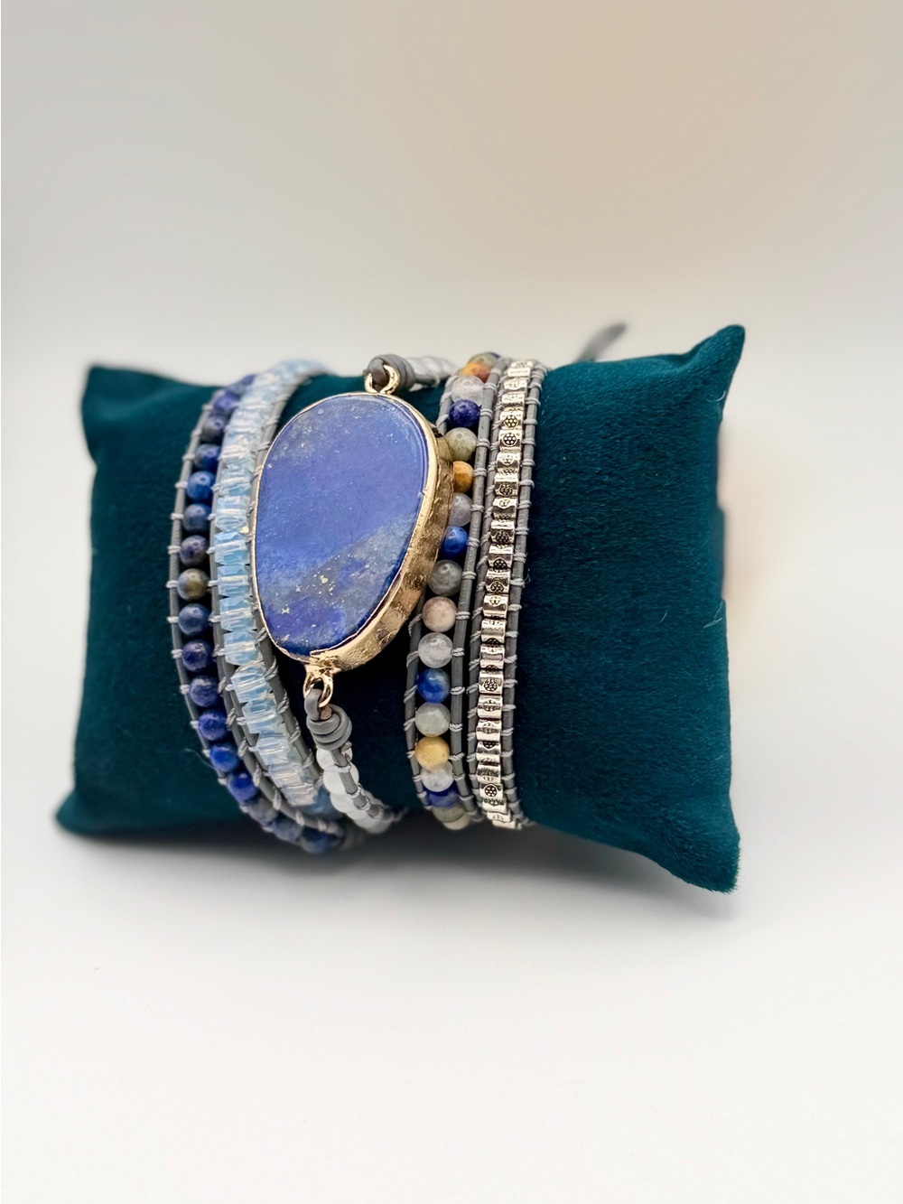 Artisan Lapis Blue Multi-Row Beaded Wrap Bracelet